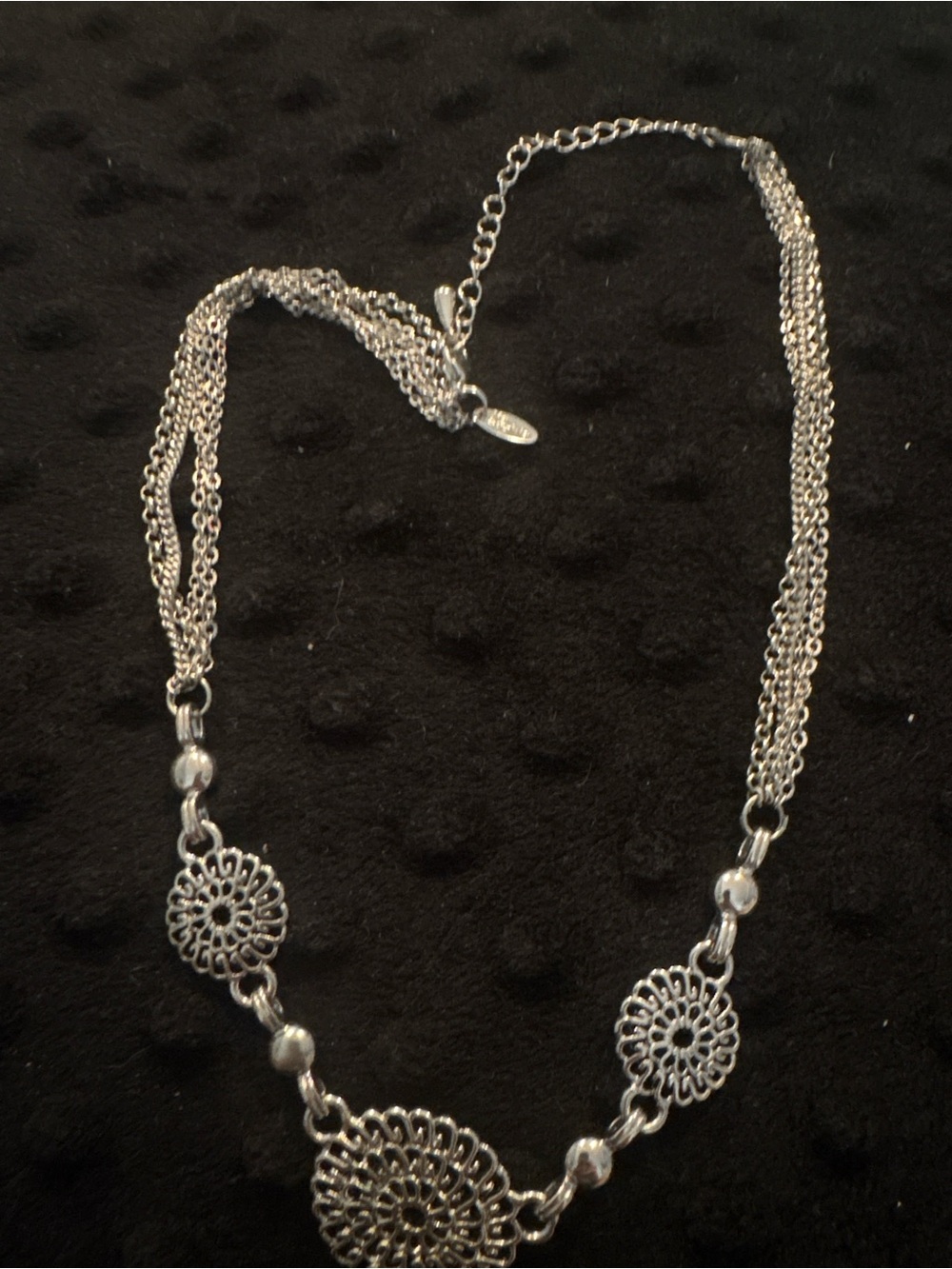 Lia Sophia’s Silver Floral Medallion Multi-Chain Necklace - Women